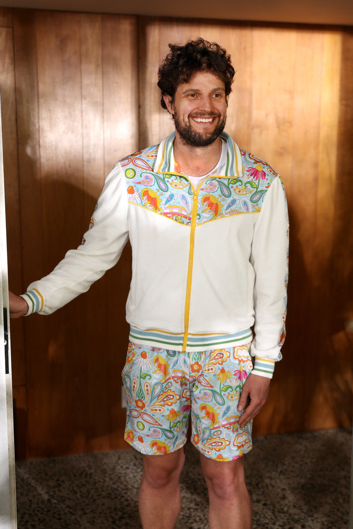 Love All Paisley Printed Unisexy White Track Jacket
