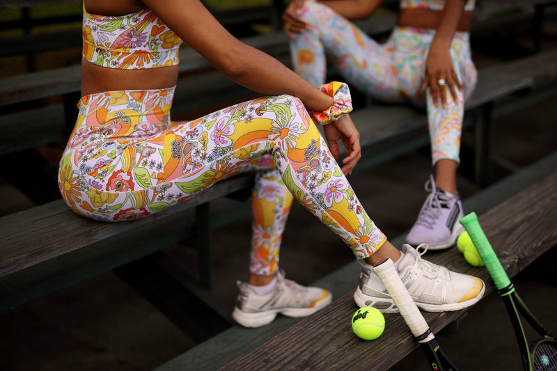 Melty Racquet Floral Printed Leggings with Pockets