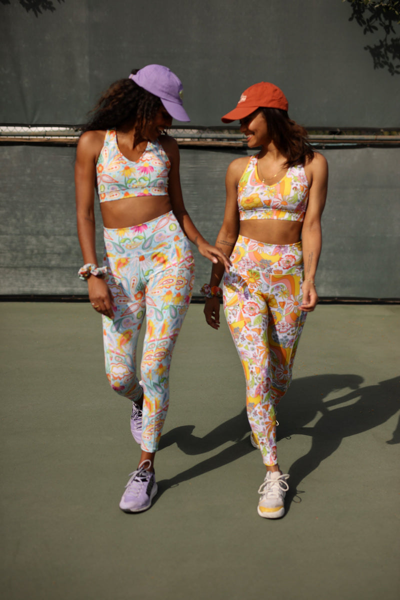 Melty Racquet Floral Printed Leggings with Pockets