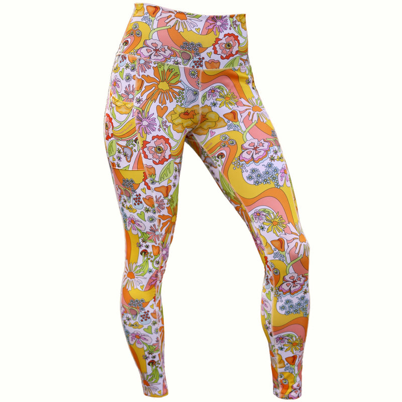Melty Racquet Floral Printed Leggings with Pockets