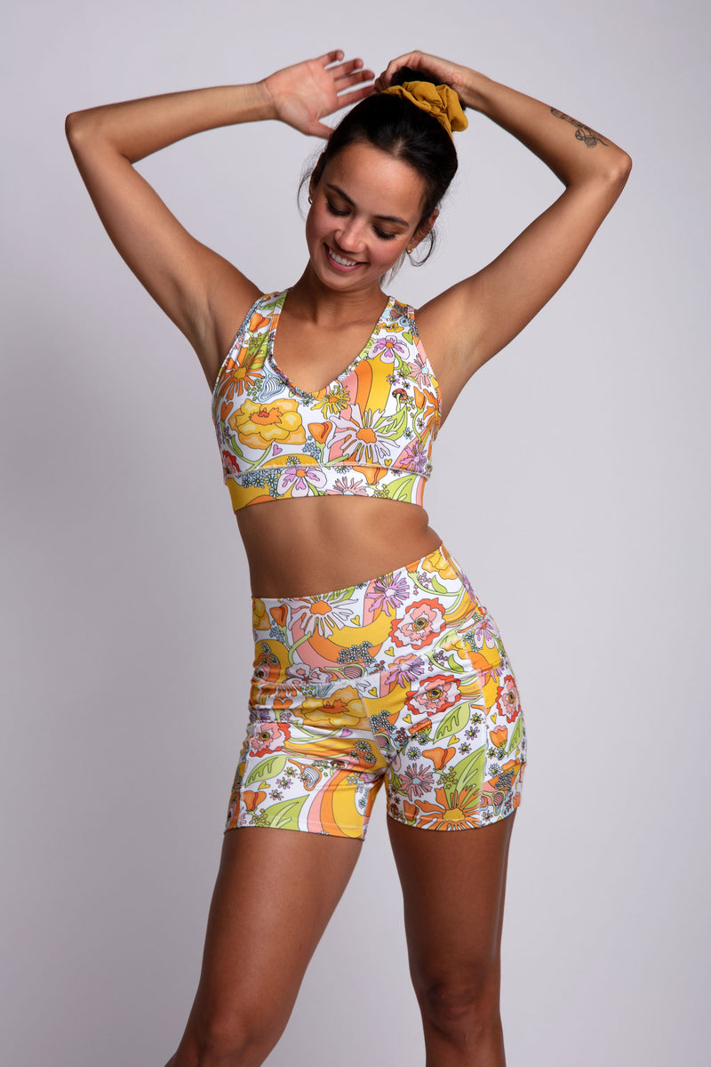 Melty Racquet Floral Printed Biker Shorts