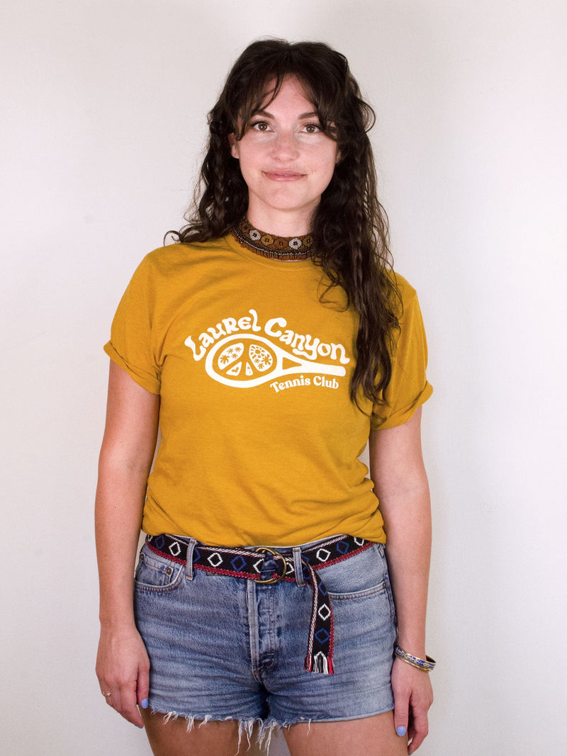 Unisex Laurel Canyon Tennis Shirt in Vintage Gold
