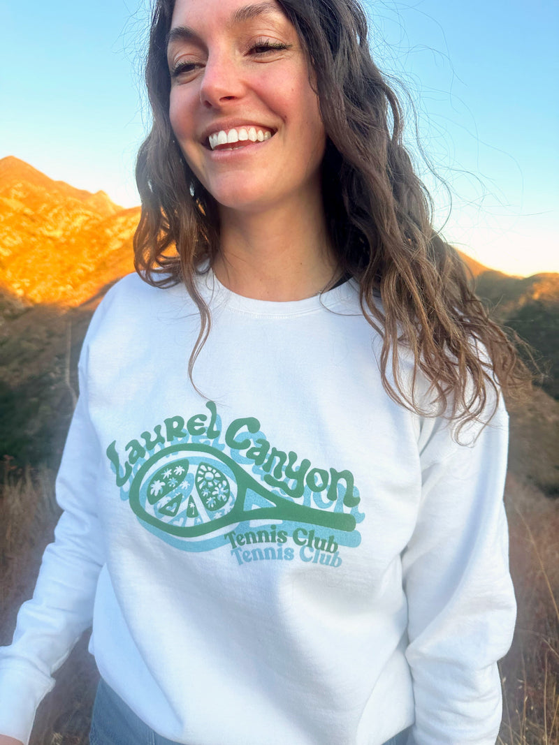 Unisex Laurel Canyon Tennis Club Crewneck Sweatshirt in White