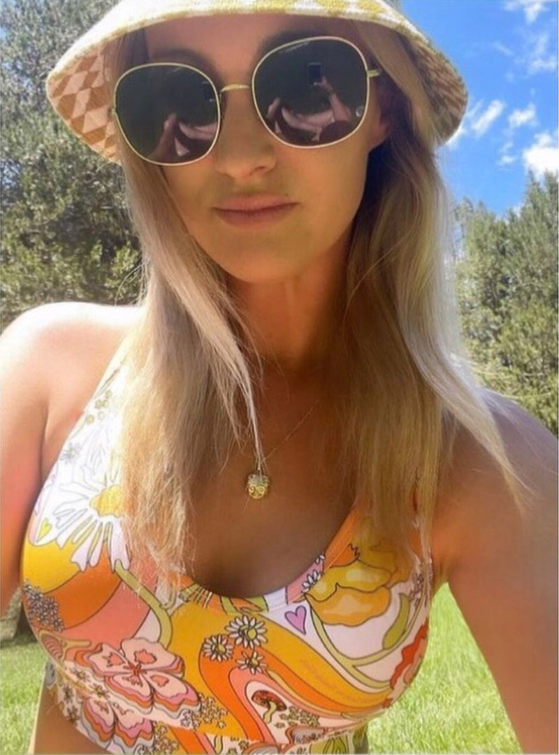 Melty Racquet Floral Printed Sports Bra