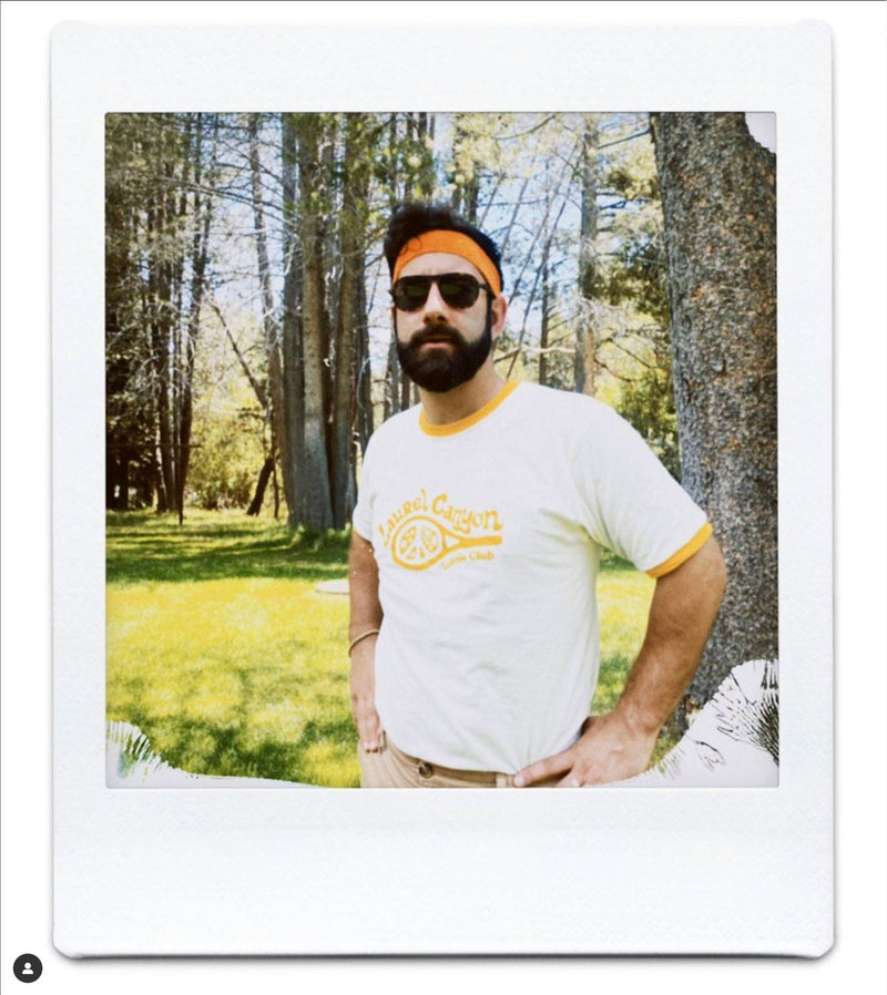 Unisex Laurel Canyon Tennis Club Ringer Tee in Vintage White / Mellow Yellow
