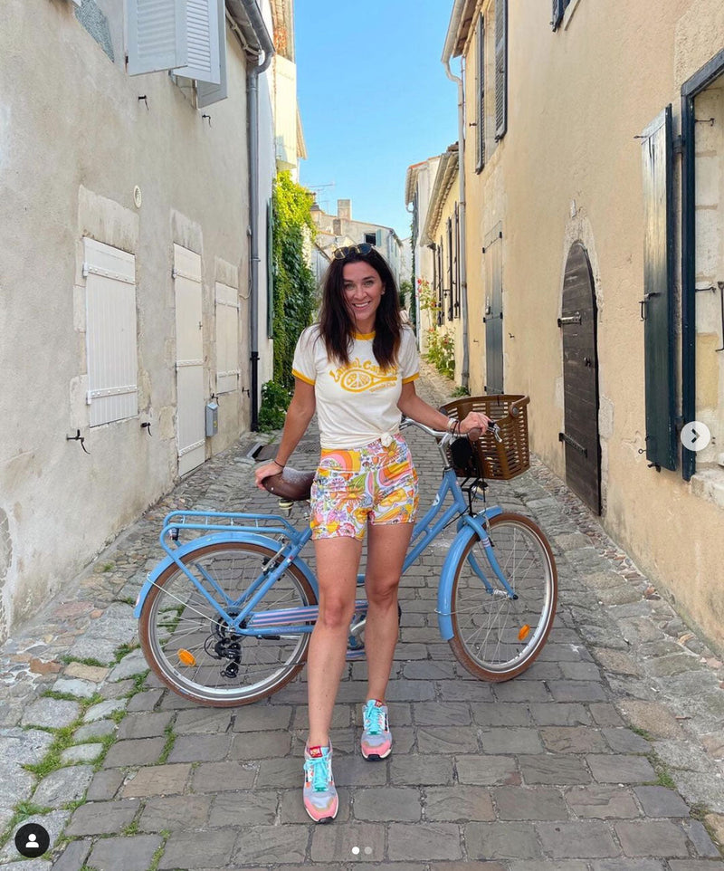 Melty Racquet Floral Printed Biker Shorts