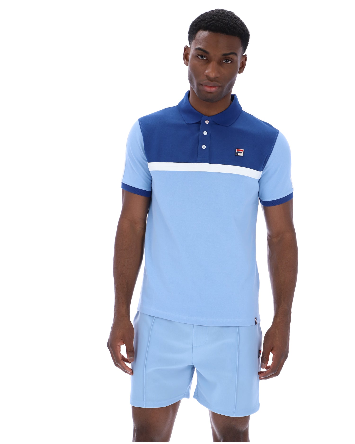 Mattia Contrast Panel Polo Shirt in Frozen Fjord/Limoges/White