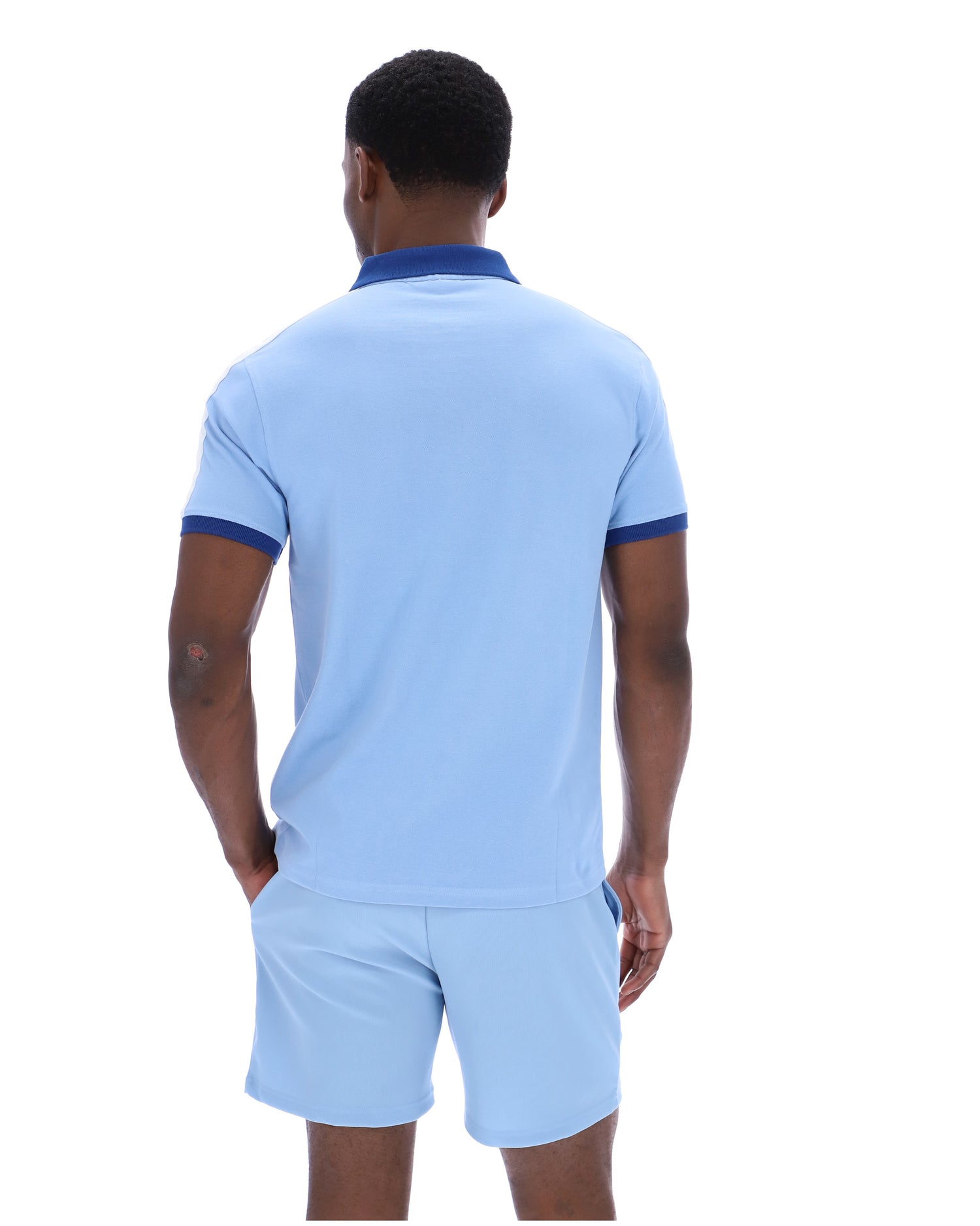 Mattia Contrast Panel Polo Shirt in Frozen Fjord/Limoges/White