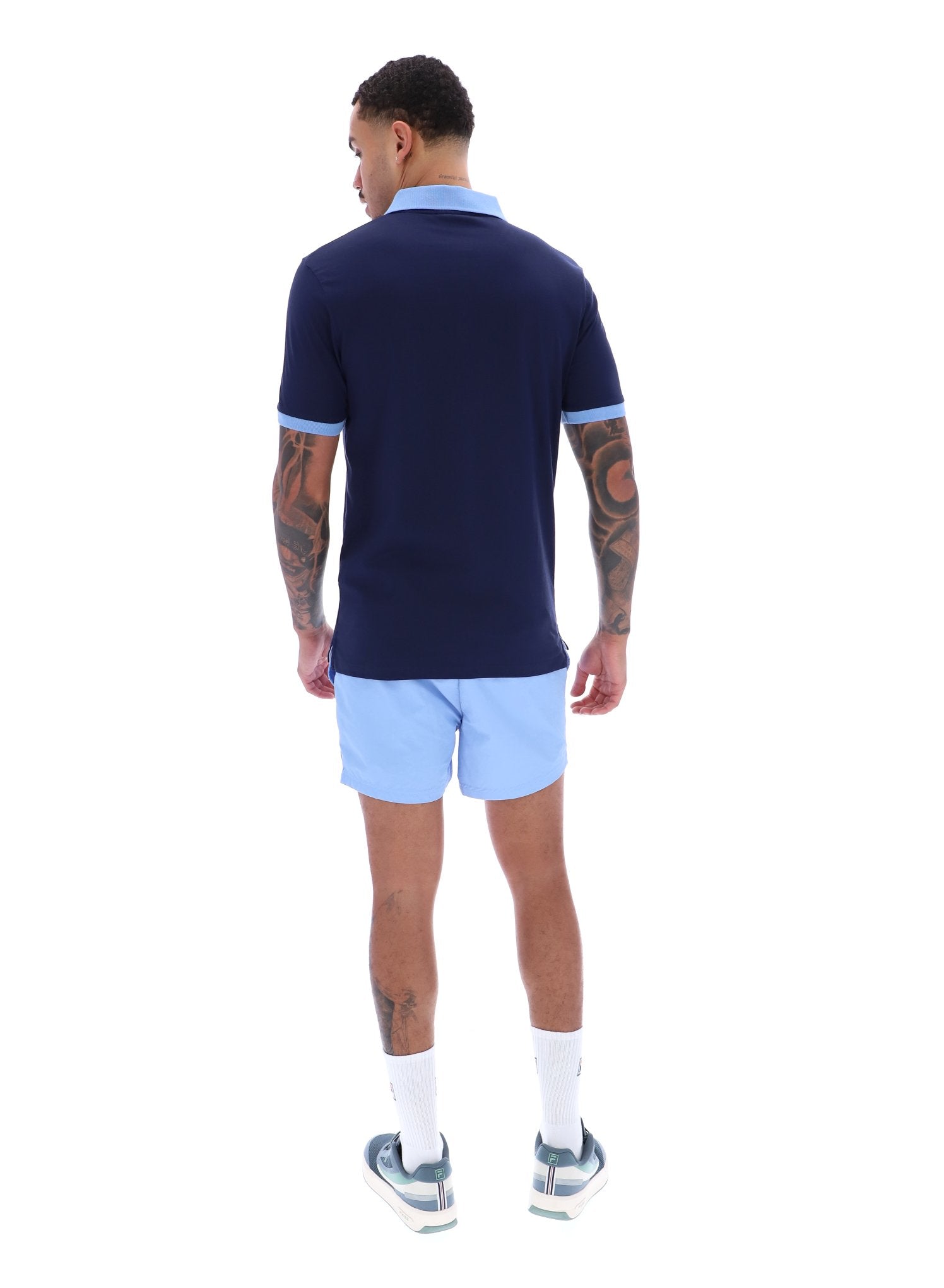 Panatta Short Sleeve Polo In Fila Navy/Vista Blue/White
