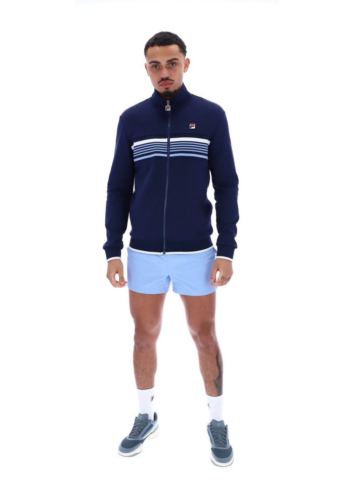 Vasco Cut And Sew Track Jacket  Jacquard Tape In Fila Navy/White/Vista Blue