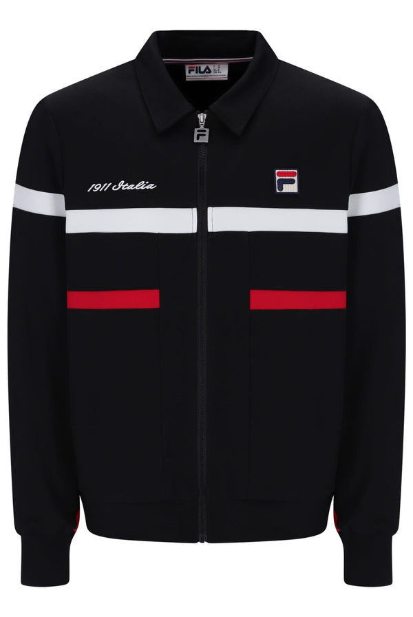 Alex Cut And Sew Jacket Bamboo Badge in Black/Fila Red/White
