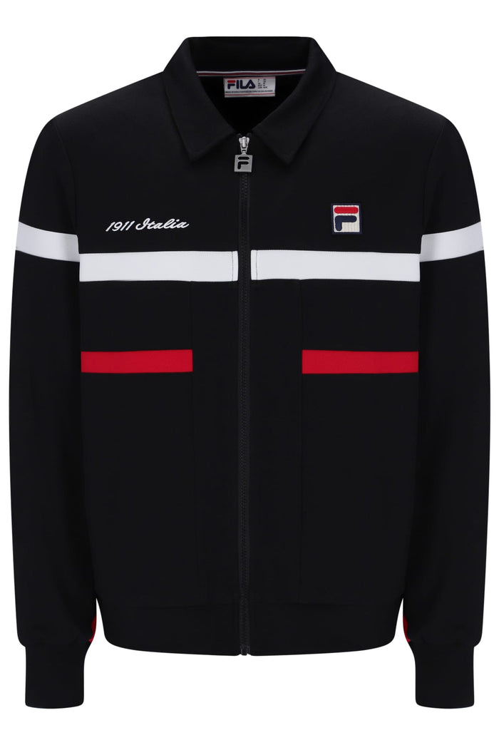 Alex Cut And Sew Jacket Bamboo Badge in Black/Fila Red/White