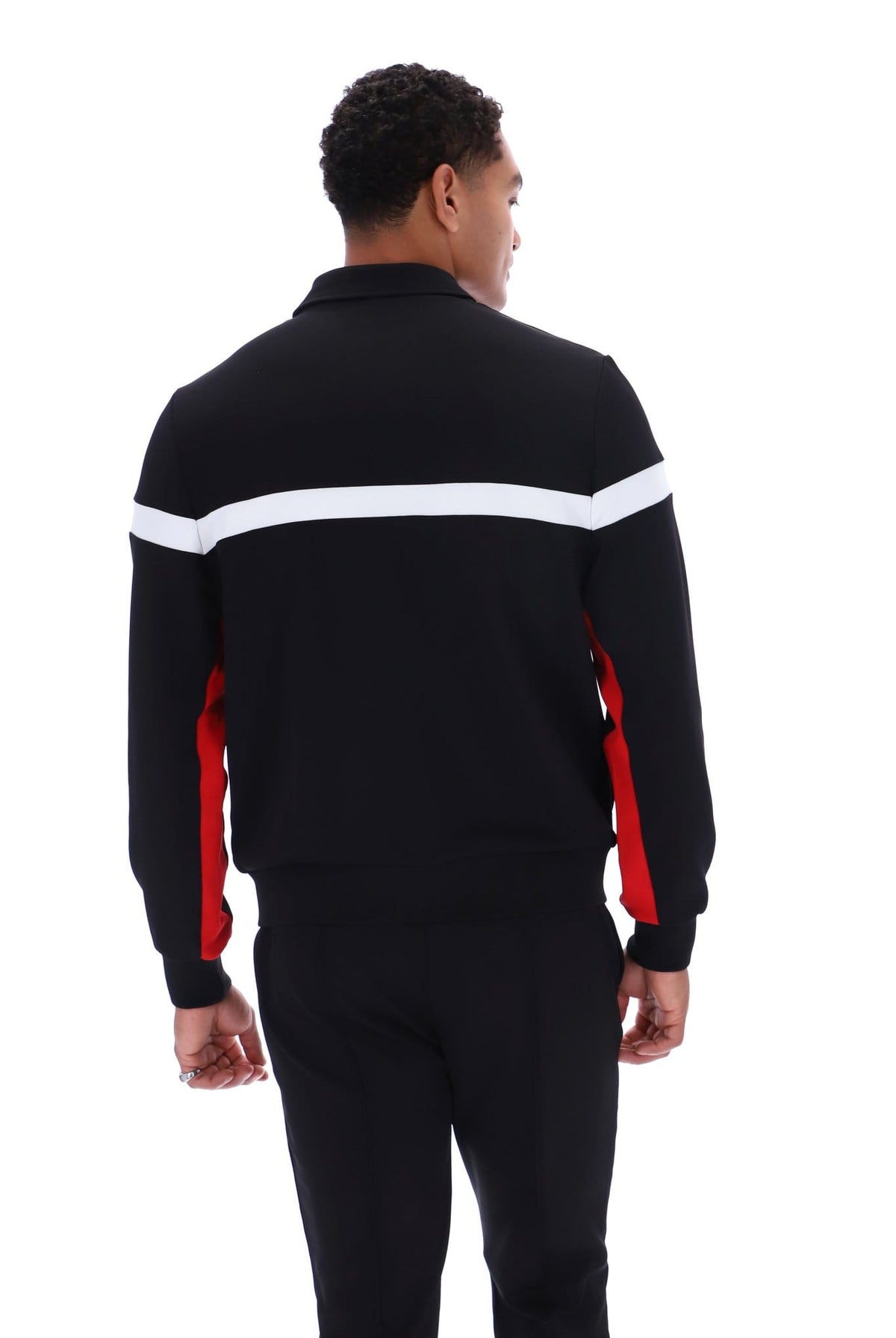 Alex Cut And Sew Jacket Bamboo Badge in Black/Fila Red/White