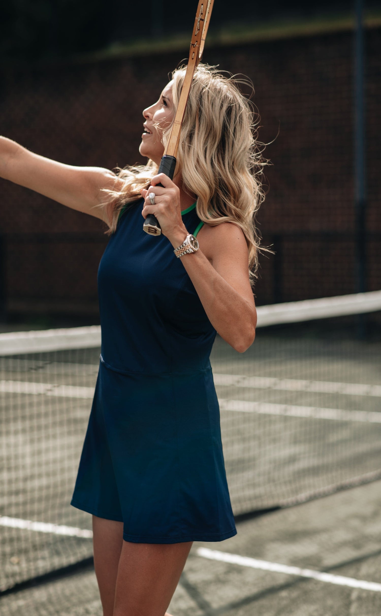 Athletic Dress - Navy with Kelly Green Trim