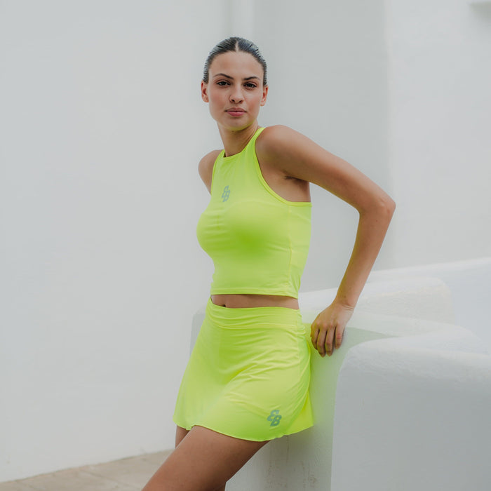 Basic Straight Skirt in Fluorescent Yellow