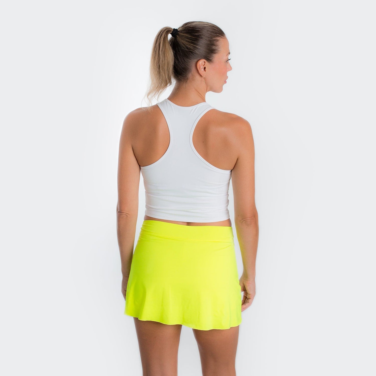Basic Straight Skirt in Fluorescent Yellow