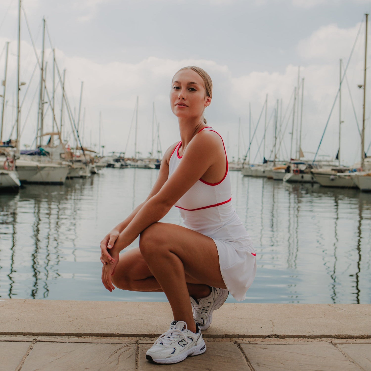 BB by Belén Berbel BB Capri Sleeveless Top in White/Red