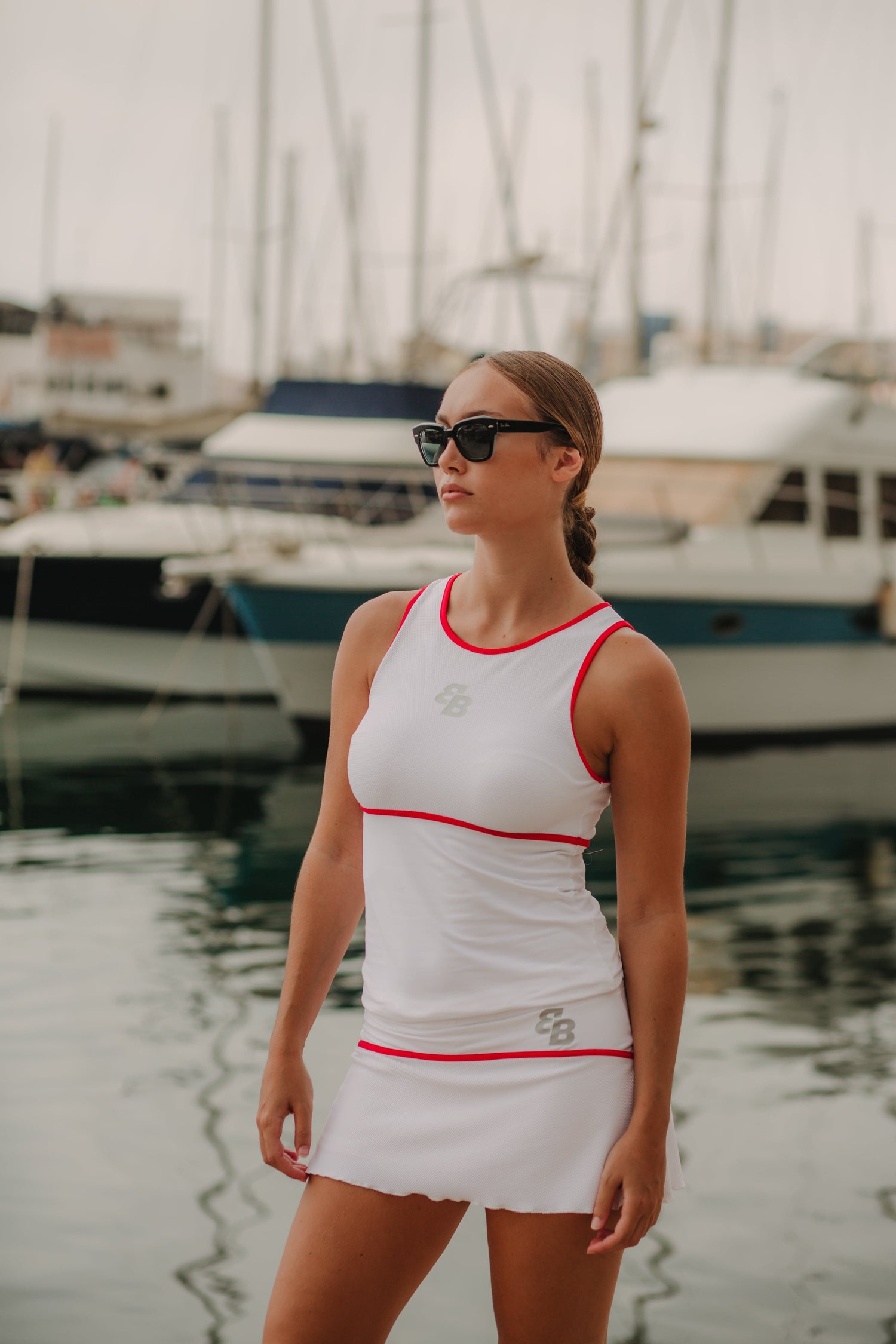 BB by Belén Berbel BB Capri Sleeveless Top in White/Red