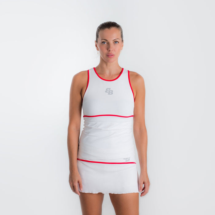 BB by Belén Berbel BB Capri Sleeveless Top in White/Red