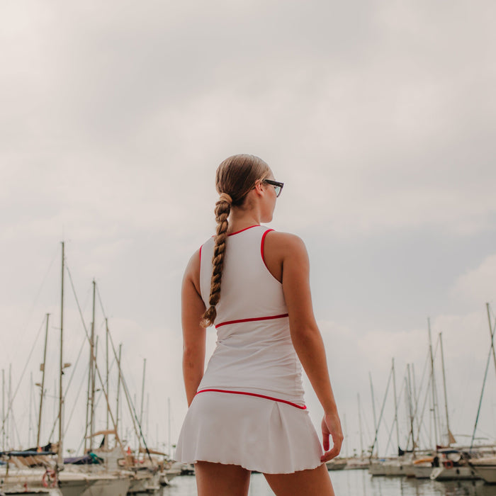 BB by Belén Berbel BB Capri Sleeveless Top in White/Red