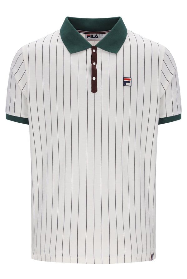 BB1 Classic Vintage Stripe Polo in Gardenia/Pine Needle/Fudge