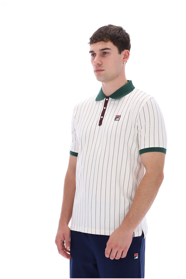 BB1 Classic Vintage Stripe Polo in Gardenia/Pine Needle/Fudge