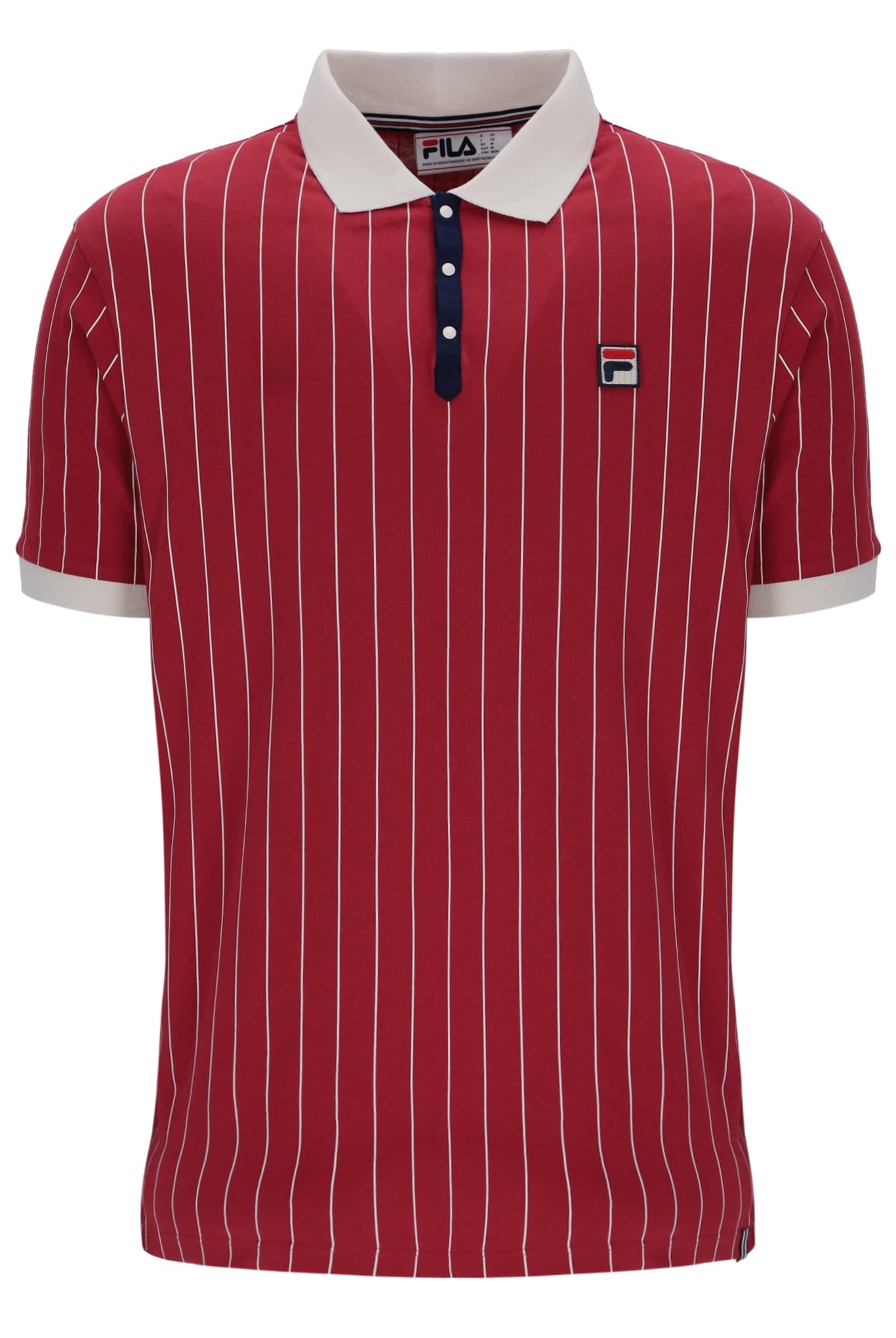 BB1 Classic Vintage Stripe Polo in Garnet/Gardenia/Fila Navy