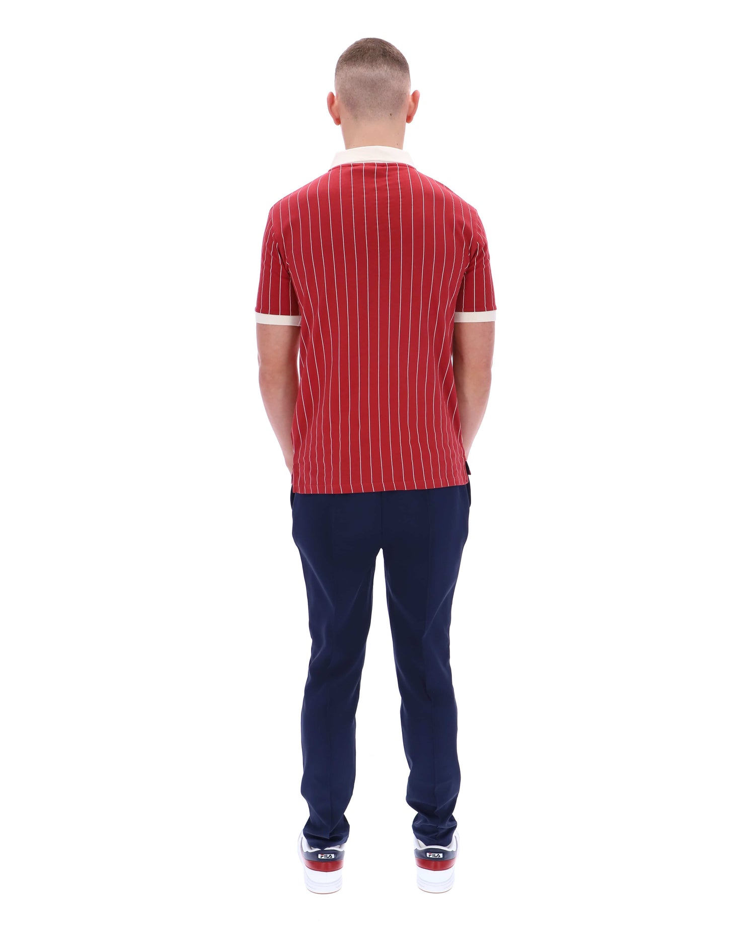 BB1 Classic Vintage Stripe Polo in Garnet/Gardenia/Fila Navy
