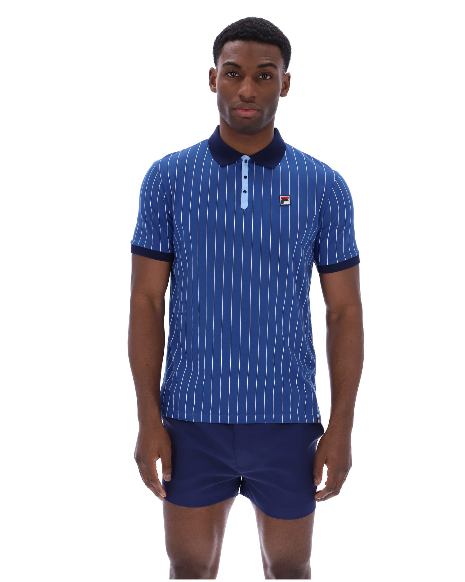 BB1 Classic Vintage Stripe Polo in Limoges/White/Frozen Fjord/Fila Navy