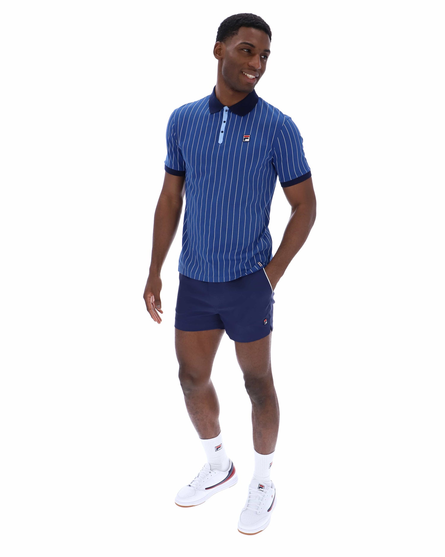 BB1 Classic Vintage Stripe Polo in Limoges/White/Frozen Fjord/Fila Navy