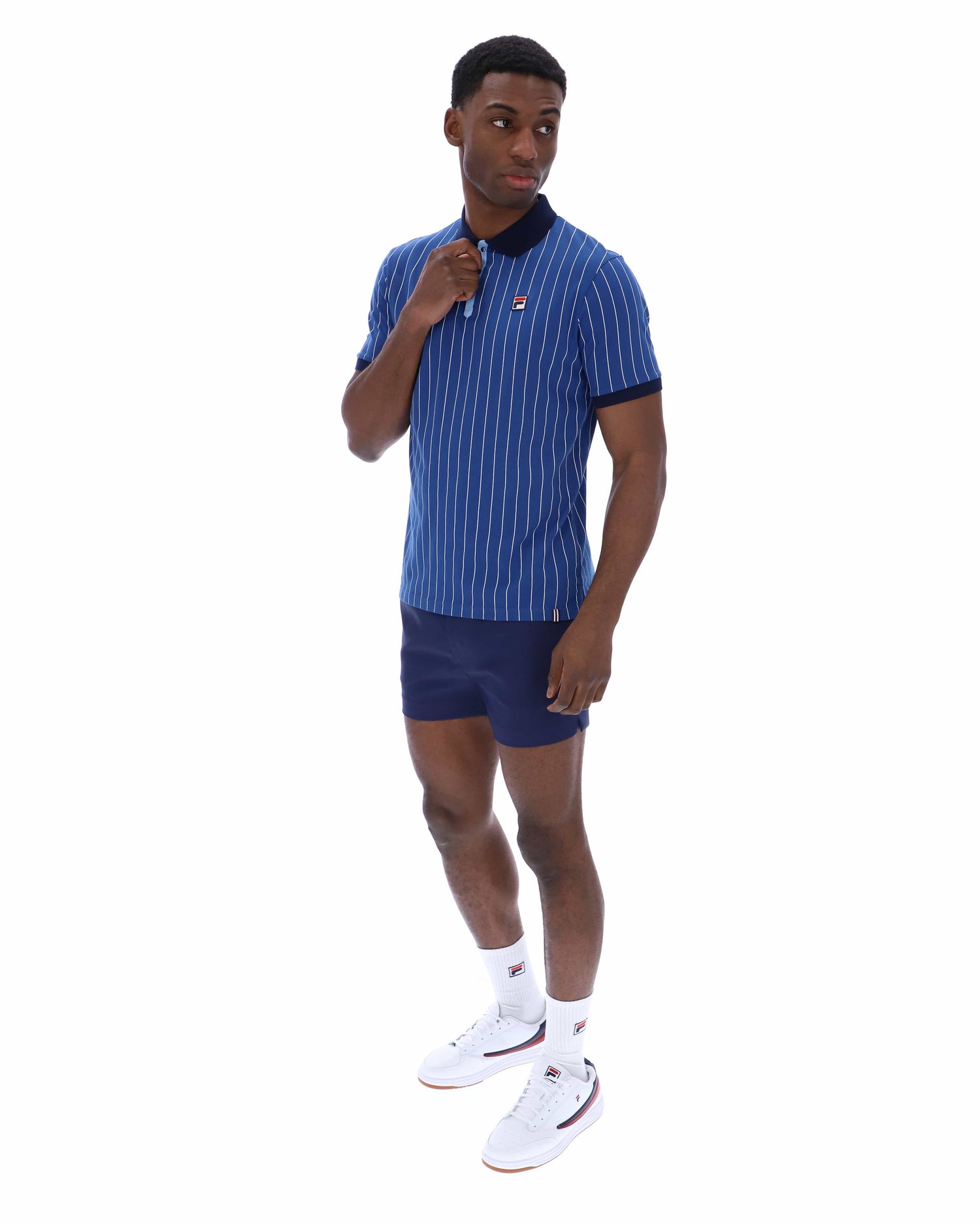 BB1 Classic Vintage Stripe Polo in Limoges/White/Frozen Fjord/Fila Navy