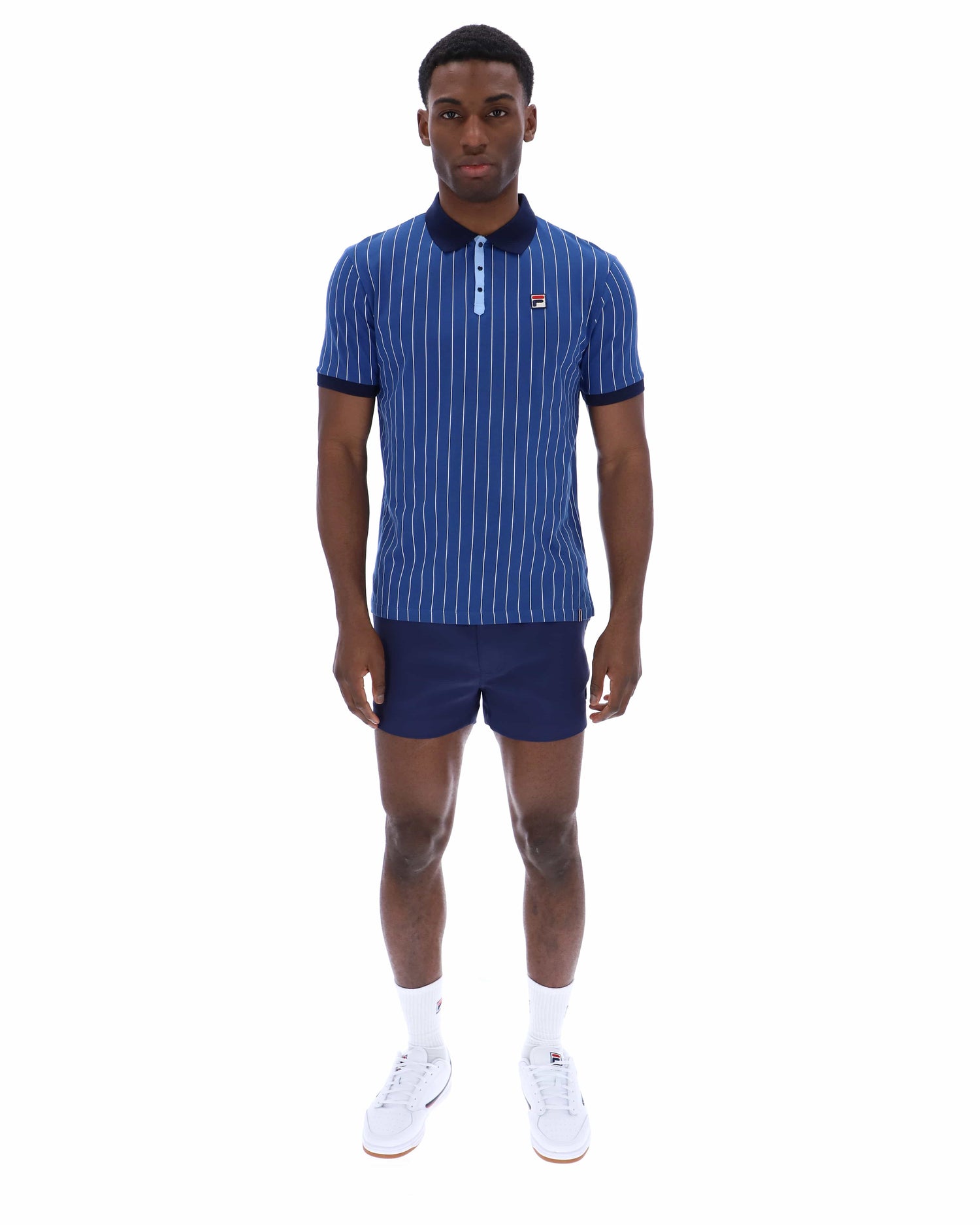 BB1 Classic Vintage Stripe Polo in Limoges/White/Frozen Fjord/Fila Navy