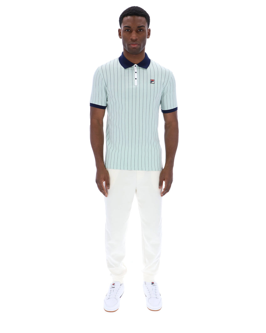 BB1 Classic Vintage Stripe Polo in Surf Spray/Fila Navy/White