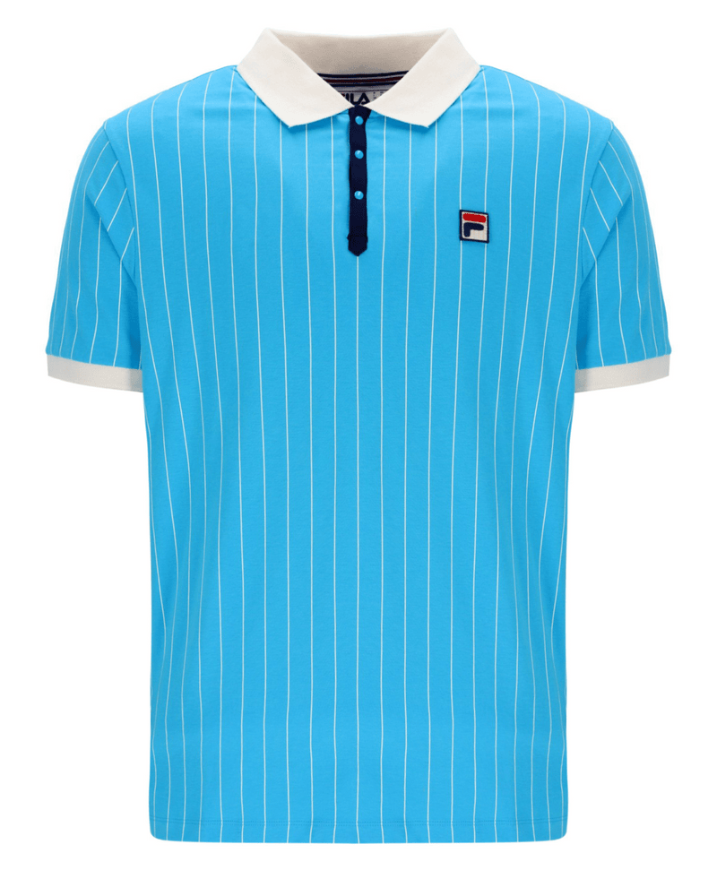 BB1 Classic Vintage Striped Polo in Cyan Blue/Gardenia/Navy