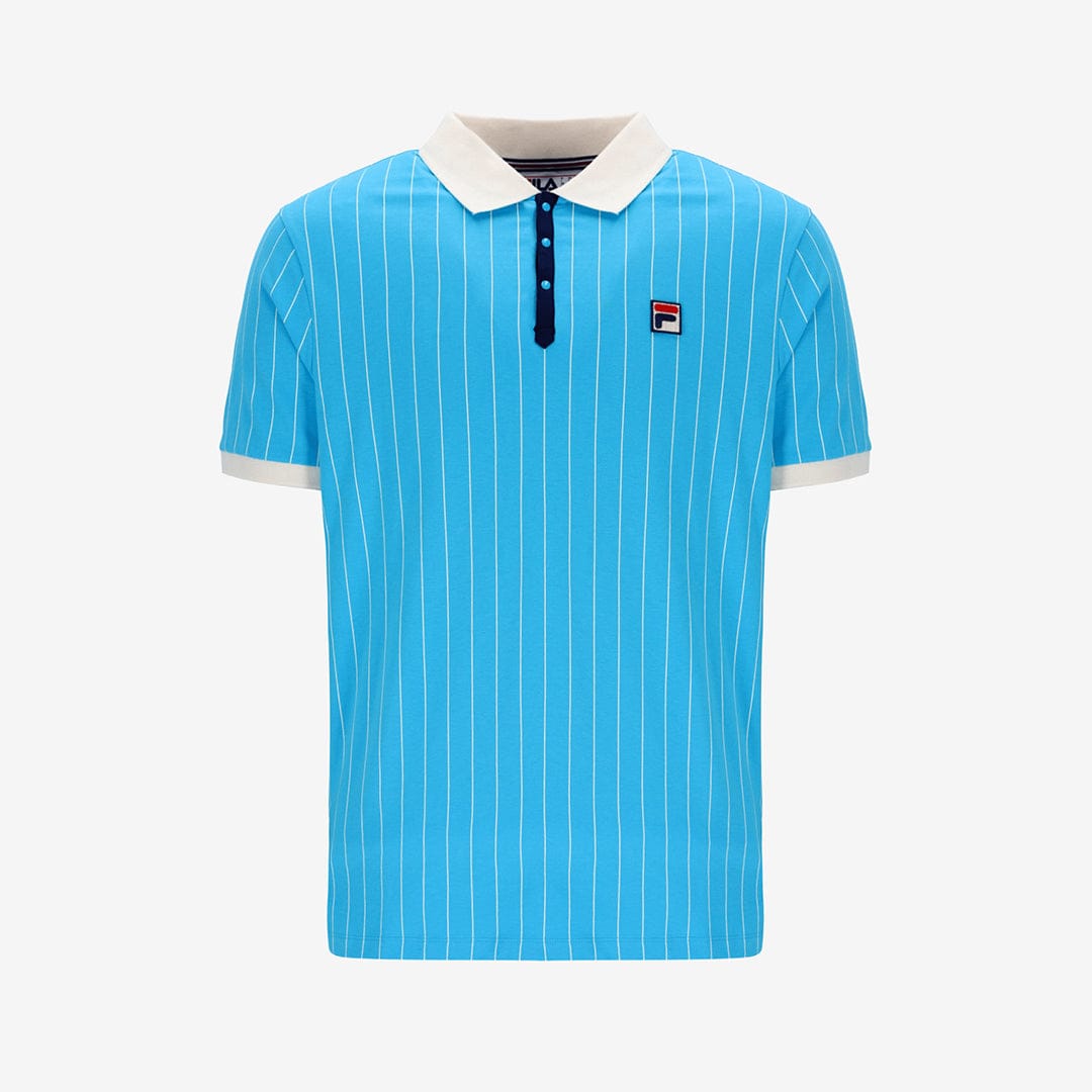 BB1 Classic Vintage Striped Polo in Cyan Blue/Gardenia/Navy
