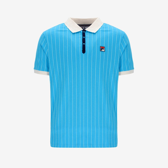 BB1 Classic Vintage Striped Polo in Cyan Blue/Gardenia/Navy