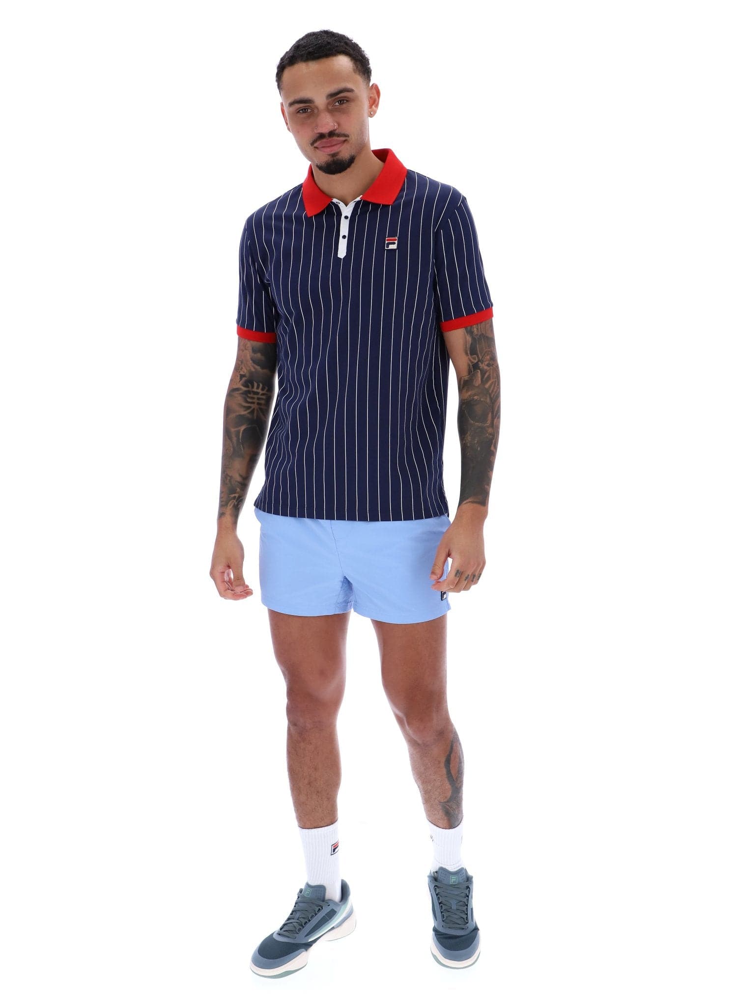 BB1 Classic Vintage Striped Polo In Fila Navy/Fila Red