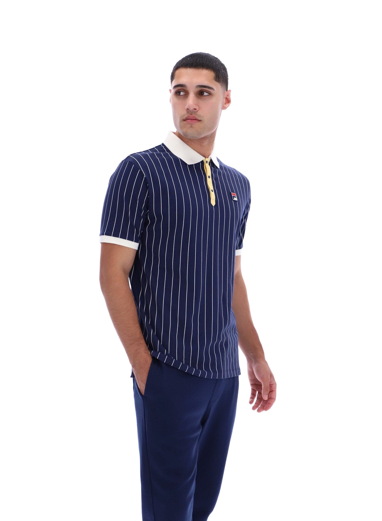 BB1 Classic Vintage Striped Polo in Fila navy/Raffia/Gardenia