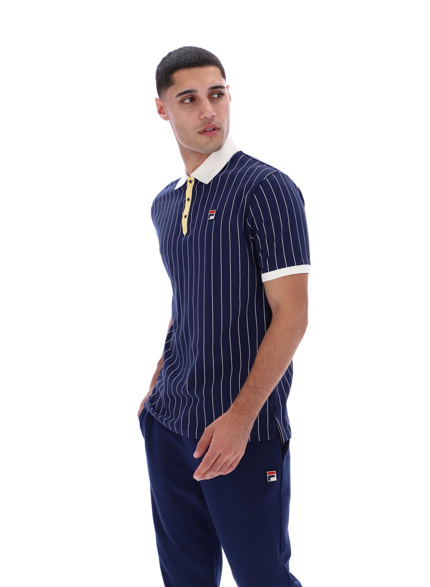 BB1 Classic Vintage Striped Polo in Fila navy/Raffia/Gardenia