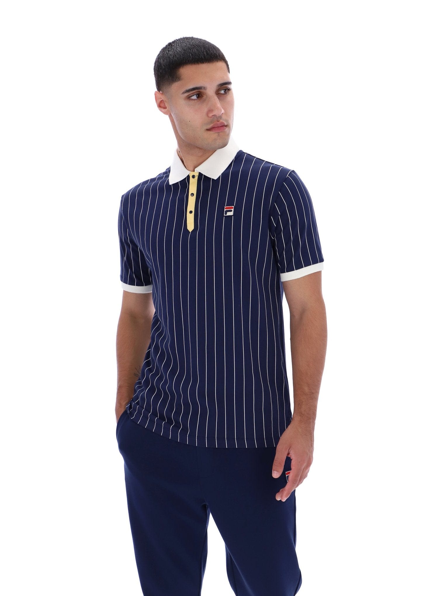 BB1 Classic Vintage Striped Polo in Fila navy/Raffia/Gardenia