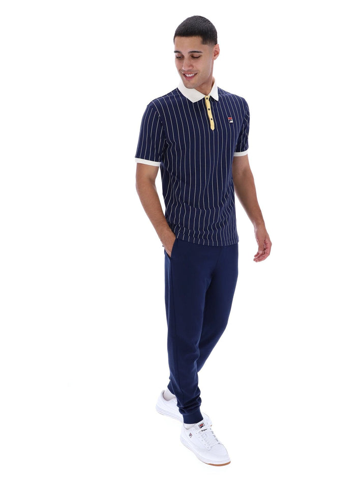 BB1 Classic Vintage Striped Polo in Fila navy/Raffia/Gardenia