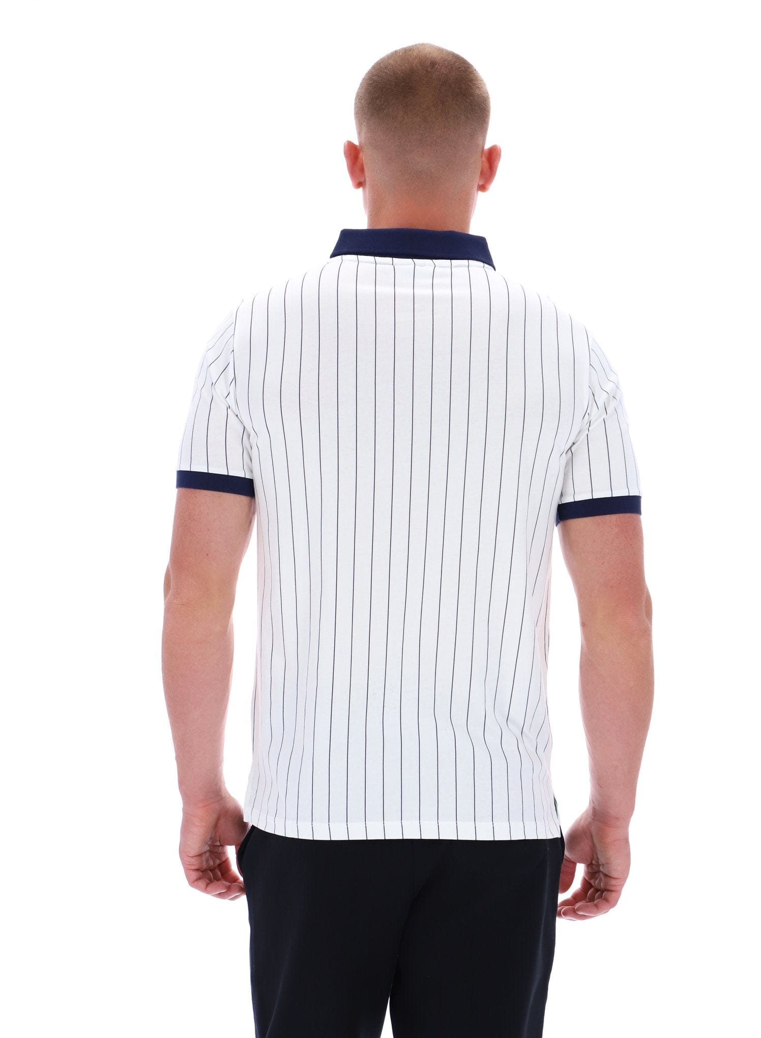 BB1 Classic Vintage Striped Polo in White/Green/Fila Navy