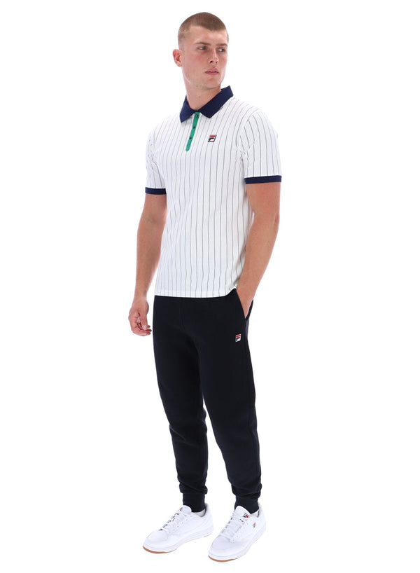 BB1 Classic Vintage Striped Polo in White/Green/Fila Navy