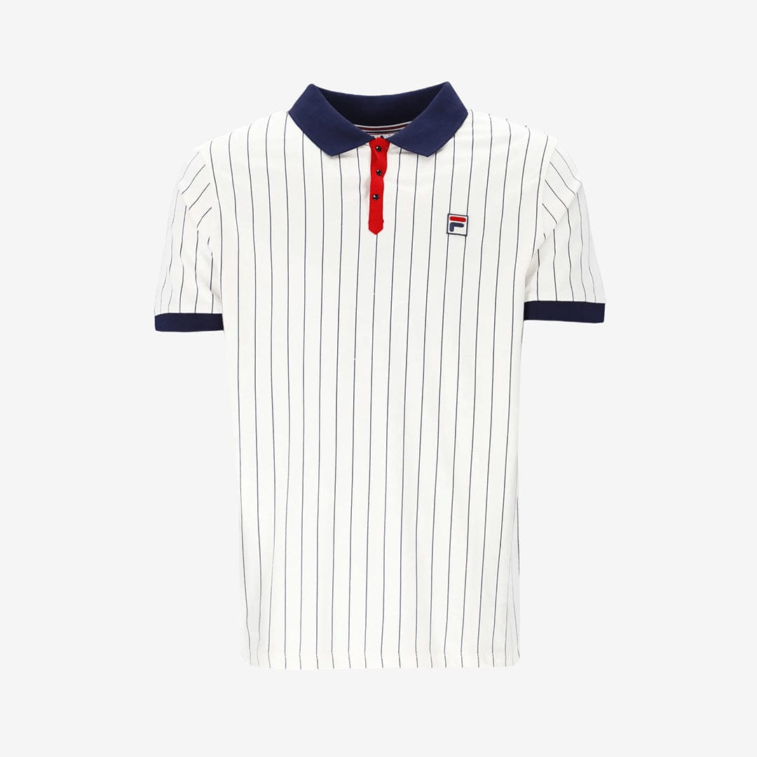 BB1 Classic Vintage Striped Polo in White/Navy/Red