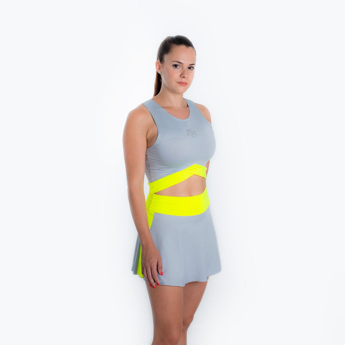 Bora Sleeveless Top in Grey/Yellow