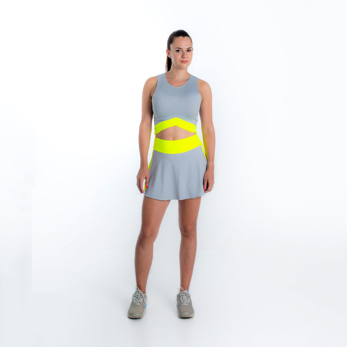 Bora Sleeveless Top in Grey/Yellow