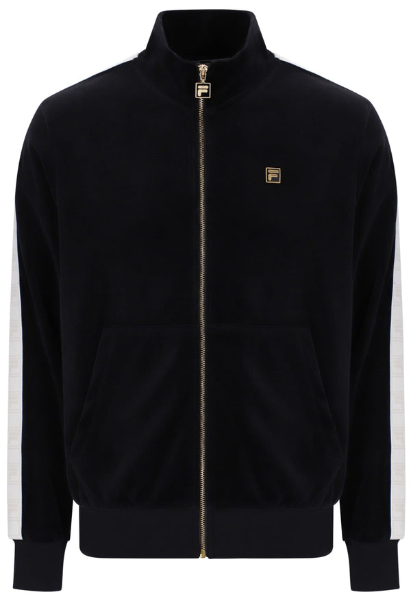 Bosco Velour Track Jacket Bamboo Badge in Black