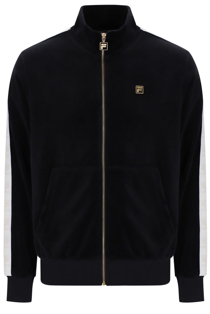 Bosco Velour Track Jacket Bamboo Badge in Black