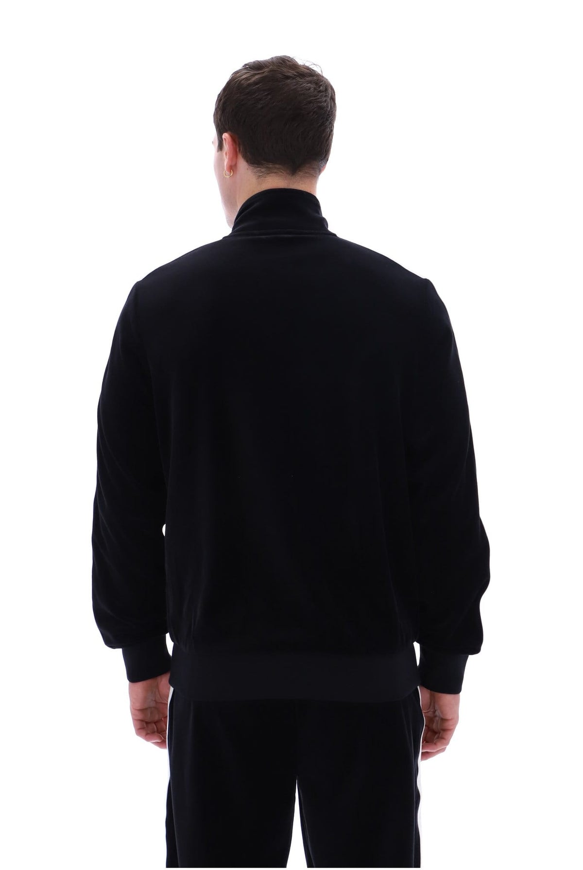 Bosco Velour Track Jacket Bamboo Badge in Black