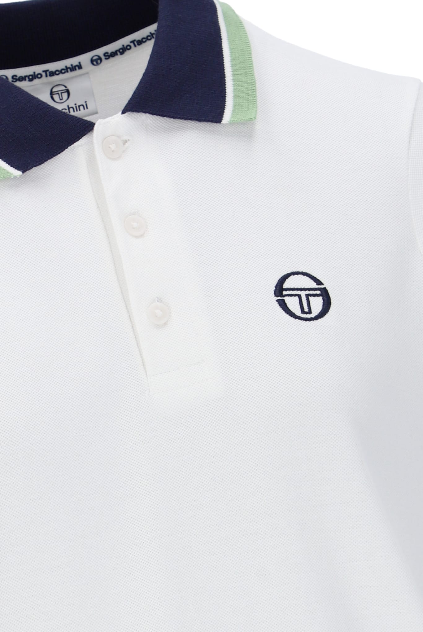 Carina Polo Shirt in White/Martime Blue